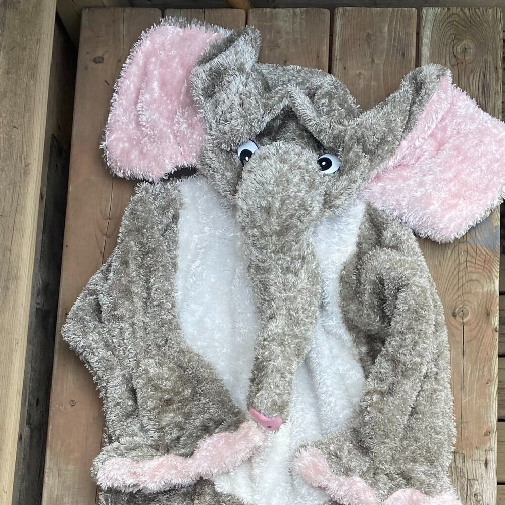 Plush Gray Elephant Halloween Costume - Moveable Trunk & Ears Kids OS
